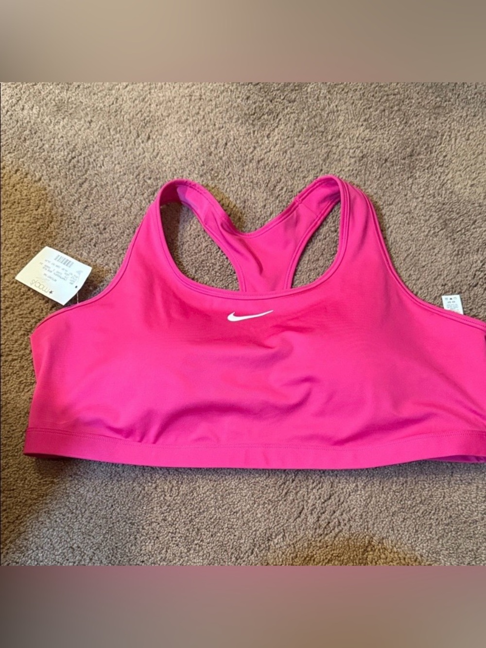 Brand New Nike Hot Pink Racerback Sports Bra with White Swoosh